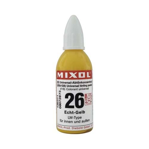 Mixol Renk Tüpü Tam Sarı No:26 - 20ml